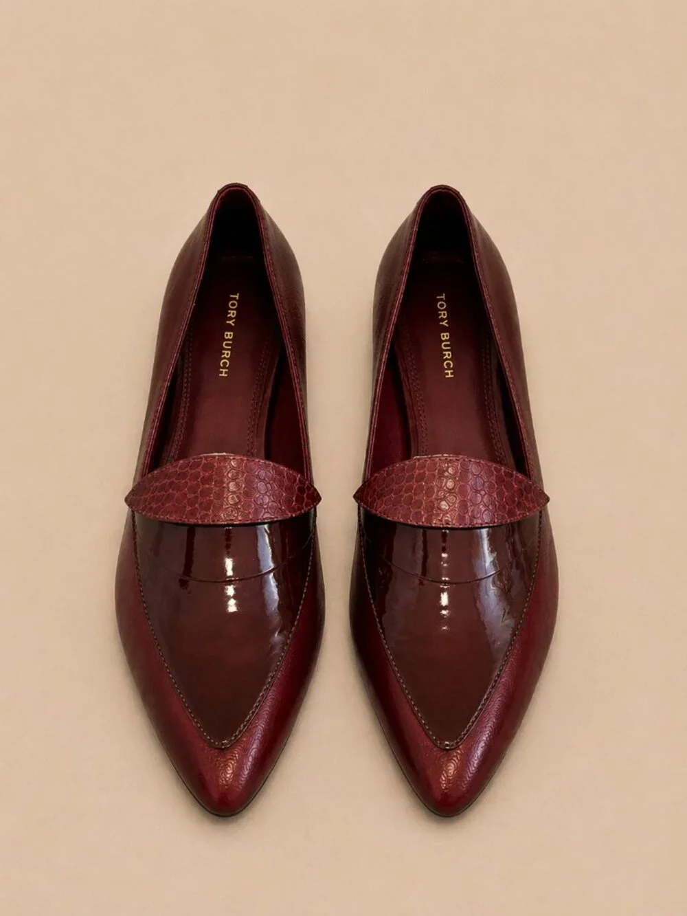 Tory Burch Burgundy Leather Pointed Toe Loafers Flats Women’s Size 9M